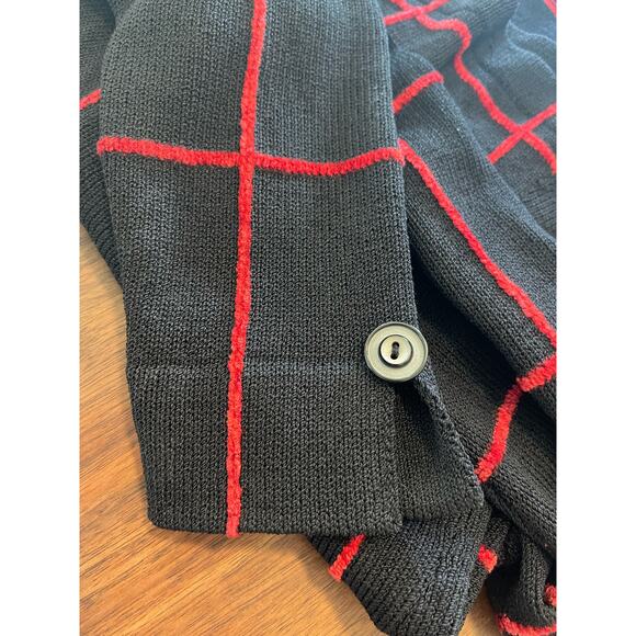 J.S.S knit ware jacket blazet Sm black / red strip wool blend button up classic - Picture 13 of 13